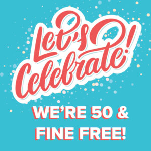 Let&#8217;s Celebrate: We&#8217;re 50 &#038; Fine Free, Fountaindale Public Library