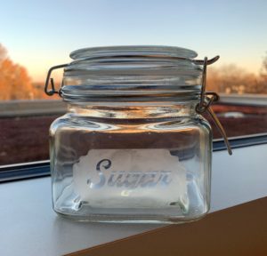 Glass Etched Sugar Jar