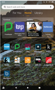 Fire Tablet home screen