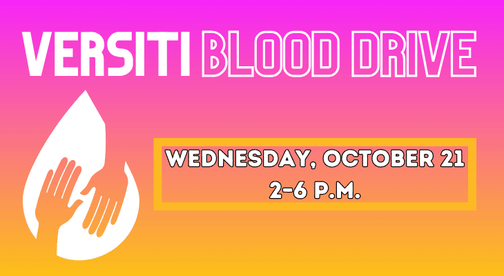 Versiti Blood Drive: Wednesday, October 21, 2-6 p.m.