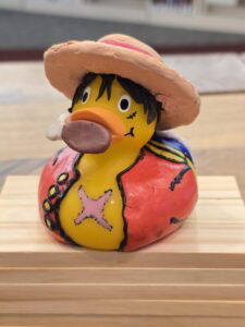 Rubber duck decorated as Monkey D. Luffy of "One Piece"