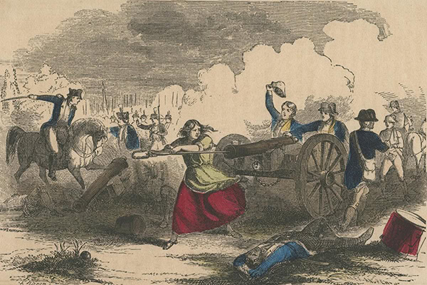 legendary moment from the American Revolutionary War featuring the figure known as "Molly Pitcher"