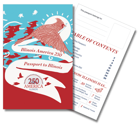 Illinois America 250’s limited-edition travel passport celebrating the 250th anniversary of the Declaration of Independence