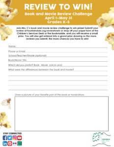 Review to Win: Mrs. C&#8217;s Book and Movie Review Challenge, Fountaindale Public Library