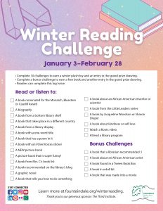 2022 Winter Reading Challenges, Fountaindale Public Library