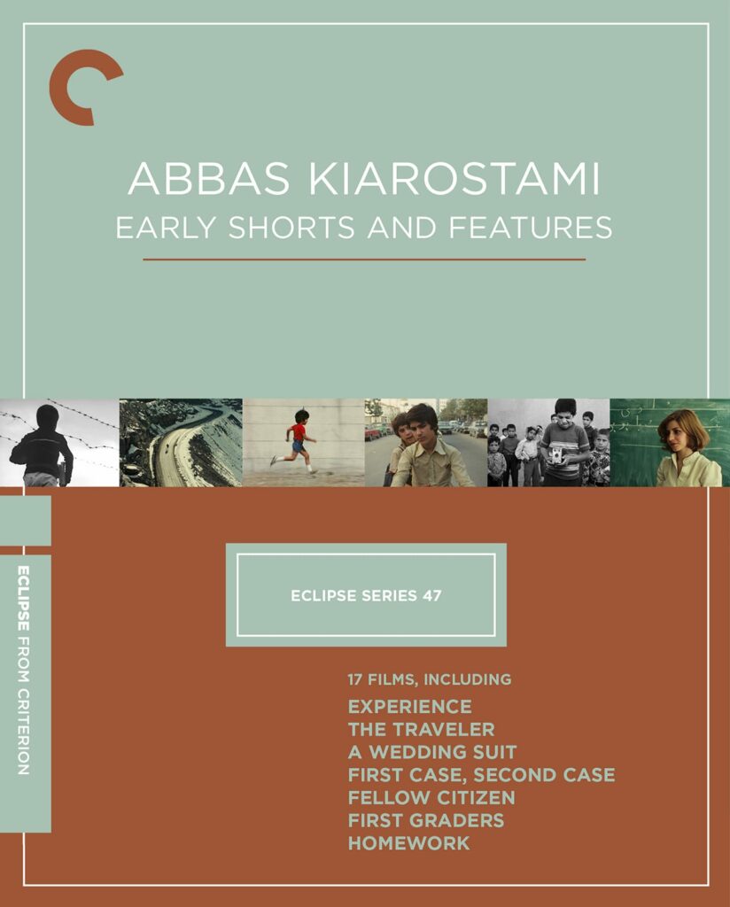 DVD cover for "Abbas Kiarostami: Early Shorts and Features," featuring film stills and a list of included titles from the Eclipse Series 47 collection.